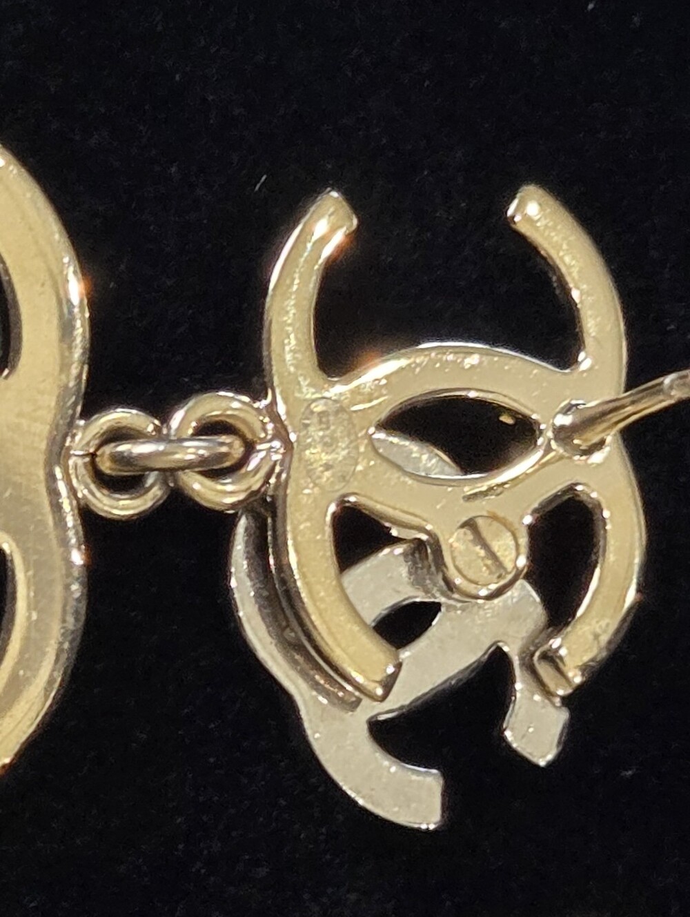 #148 - Chanel Triple CC Crystal/Pearl Earrings Light Gold/Silver 21B- AUTHENTIC - Picture 10 of 16